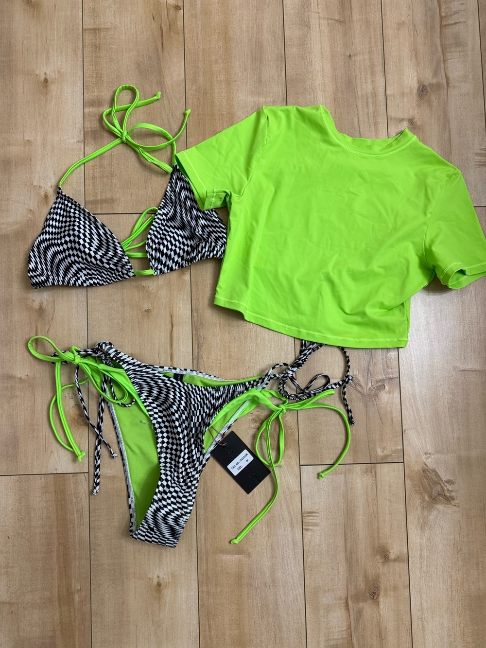 Skims Swim Top Neon Lime and South Beach Bikini Medium